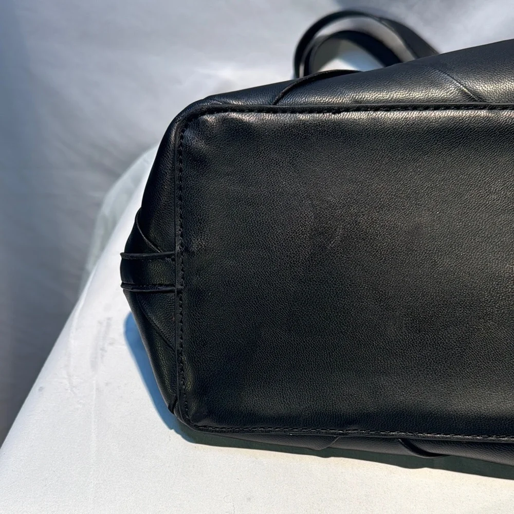 Steve Madden Black Quilted Tote with Metallic Accents